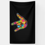 ASL Love Sign Language Autism Awareness Support Spandoek (Verticaal)