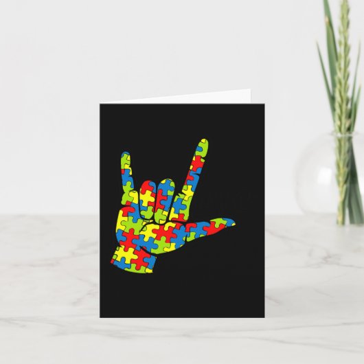 ASL Love Sign Language Autism Gift Awareness Suppo Kaart (Voorkant)