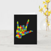 ASL Love Sign Language Autism Gift Awareness Suppo Kaart (Gele Bloem)