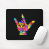 ASL Love Sign Language Autism Gift Awareness Suppo Muismat (Met muis)