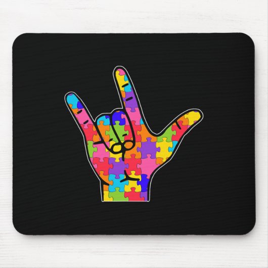 ASL Love Sign Language Autism Gift Awareness Suppo Muismat (Voorkant)