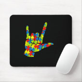ASL Love Sign Language Autism Gift Awareness Suppo Muismat (Met muis)