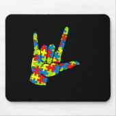 ASL Love Sign Language Autism Gift Awareness Suppo Muismat (Voorkant)