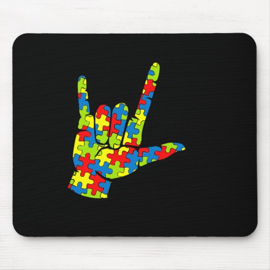 ASL Love Sign Language Autism Gift Awareness Suppo Muismat (Voorkant)