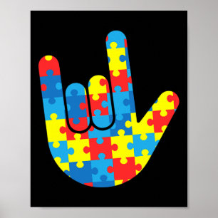 ASL Love Sign Language Autism Gift Awareness Suppo Poster
