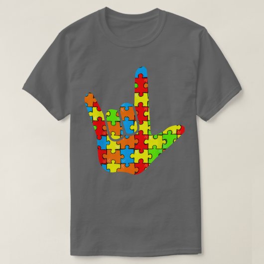 ASL Love Sign Language Autism Gift Awareness Suppo T-shirt (Design voorkant)