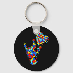 ASL Love Sign Language Autisme Awareness Puzzle Ki Sleutelhanger