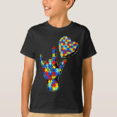 ASL Love Sign Language Autisme Awareness Puzzle Ki T-shirt (Voorkant)