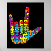 ASL Love Sign Language - Autistic Puzzle Autism Aw Poster (Voorkant)