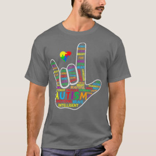 ASL Love Sign Language Hand Autism Awareness Puzzl T-shirt