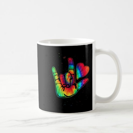 ASL Love Sign Language Hand Autism Awareness Suppo Koffiemok (Rechts)