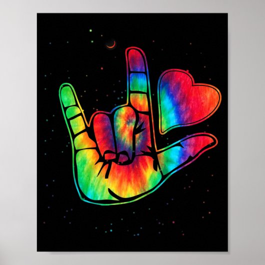 ASL Love Sign Language Hand Autism Awareness Suppo Poster (Voorkant)