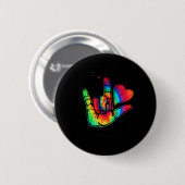 ASL Love Sign Language Hand Autism Awareness Suppo Ronde Button 5,7 Cm (Voorkant /achterkant)