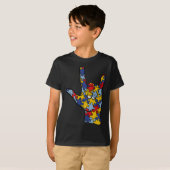 ASL Love Sign Language Hand Autism Awareness Suppo T-shirt (Voorkant volledig)