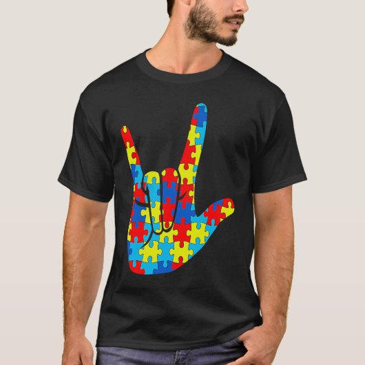 ASL Love Sign Language Peace Autism Awareness Supe T-shirt (Voorkant)