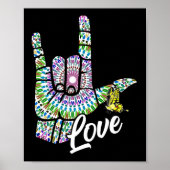 ASL Love You Hand Sign Language Butterfly Deaf Awa Poster (Voorkant)