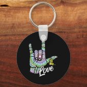 ASL Love You Hand Sign Language Butterfly Deaf Awa Sleutelhanger (Achterkant)