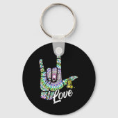ASL Love You Hand Sign Language Butterfly Deaf Awa Sleutelhanger (Achterkant)