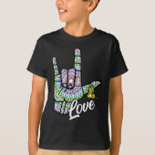 ASL Love You Hand Sign Language Butterfly Deaf Awa T-shirt (Voorkant)