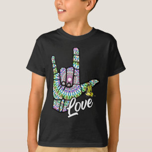 ASL Love You Hand Sign Language Butterfly Deaf Awa T-shirt