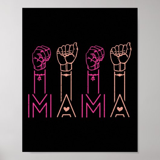 ASL Mama American Sign Language Deaf Awareness Sup Poster (Voorkant)