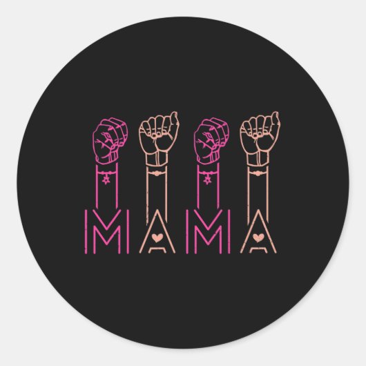 ASL Mama American Sign Language Deaf Awareness Sup Ronde Sticker (Voorkant)
