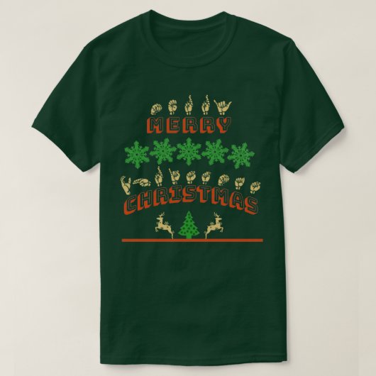 ASL Merry Kerstmis American Sign Language GIft T-shirt (Design voorkant)