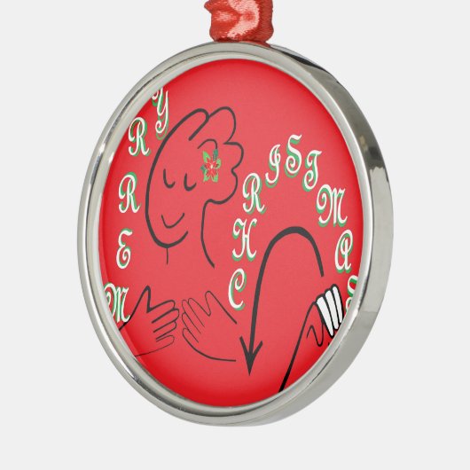 ASL Merry Kerstmis Metalen Ornament (Links)