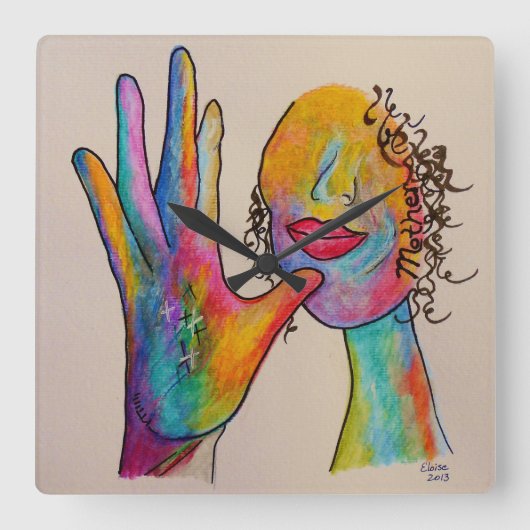 ASL moeder Vierkante Klok (Voorkant)