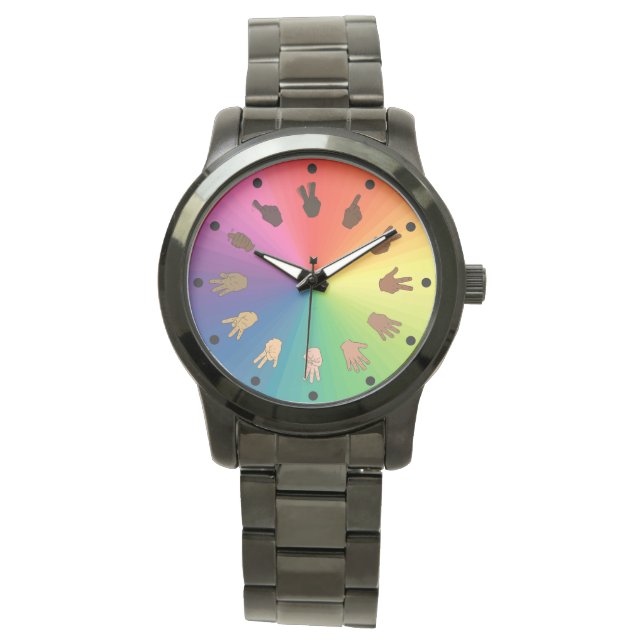 ASL Nummers Kleur Wiel Horloge (Minuut segmenten) (Voorkant)