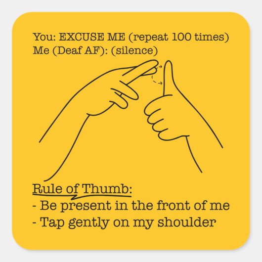 ASL-ontwerp - Regel van thumb Vierkante Sticker (Voorkant)
