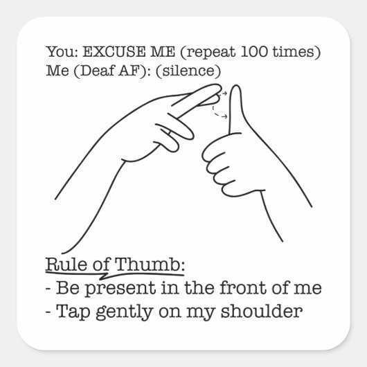 ASL-ontwerp - Regel van thumb Vierkante Sticker (Voorkant)