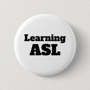ASL-pins (American Sign Language) leren Ronde Button 5,7 Cm