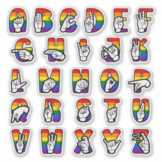 ASL Pride Alphabet Sticker (Voorkant)