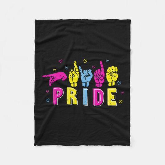 ASL Pride Pan Rainbow Gebarentaal Doof Bewustzijn Fleece Deken (Voorkant)