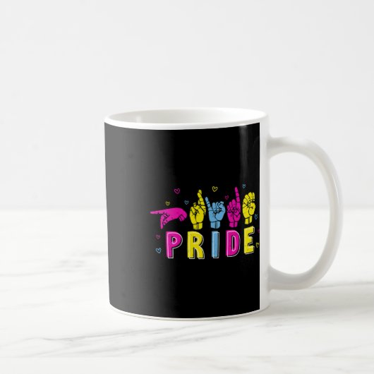 ASL Pride Pan Rainbow Gebarentaal Doof Bewustzijn Koffiemok (Rechts)