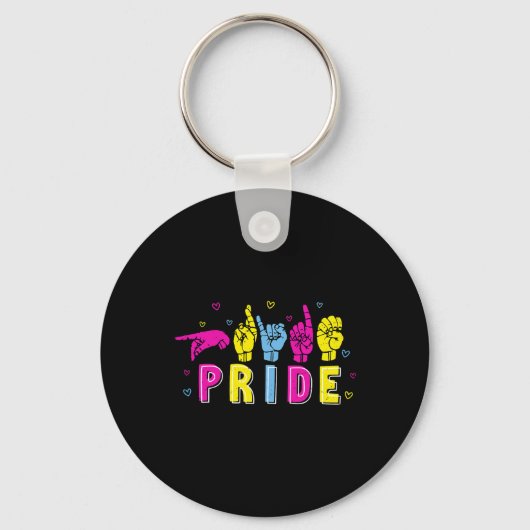 ASL Pride Pan Rainbow Gebarentaal Doof Bewustzijn Sleutelhanger (Voorkant)