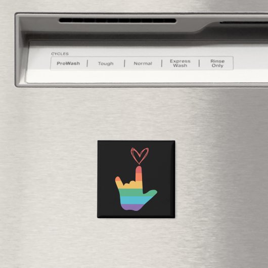 ASL Rainbow Love Symbol Deaf Magneet (Insitu (Vaatwasser))