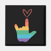 ASL Rainbow Love Symbol Deaf Magneet (Voorkant)