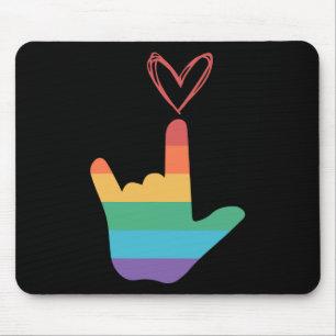 ASL Rainbow Love Symbol Deaf Muismat