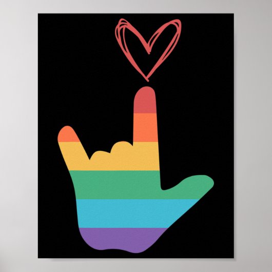 ASL Rainbow Love Symbol Deaf Poster (Voorkant)