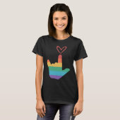 ASL Rainbow Love Symbol Deaf T-shirt (Voorkant volledig)
