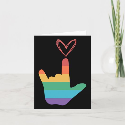 ASL Rainbow Love Symbool Doof Kaart (Voorkant)