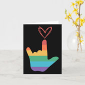 ASL Rainbow Love Symbool Doof Kaart (Gele Bloem)