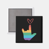 Asl Regenboog Liefde Symbool Dove Magneet (Voorkant / Achterkant)