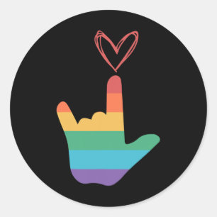 Asl Regenboog Liefde Symbool Dove Ronde Sticker