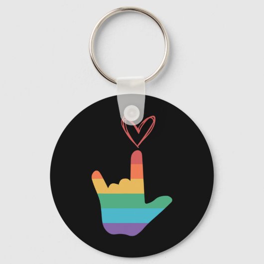 Asl Regenboog Liefde Symbool Dove Sleutelhanger (Voorkant)