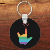 Asl Regenboog Liefde Symbool Dove Sleutelhanger (Voorkant)