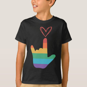 Asl Regenboog Liefde Symbool Dove  T-shirt