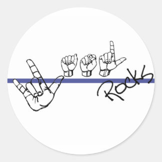 ASL Rocks Zwart en Blauw Ronde Sticker